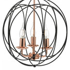 Phoenix Stylish 3 Light Ceiling Pendant Light In Black And Copper Finish PHO0322