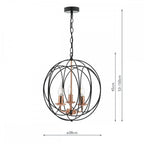 Phoenix Stylish 3 Light Ceiling Pendant Light In Black And Copper Finish PHO0322