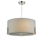 Santino Modern Ceiling Pendant Light In Satin Chrome With Grey Shade SAN0339
