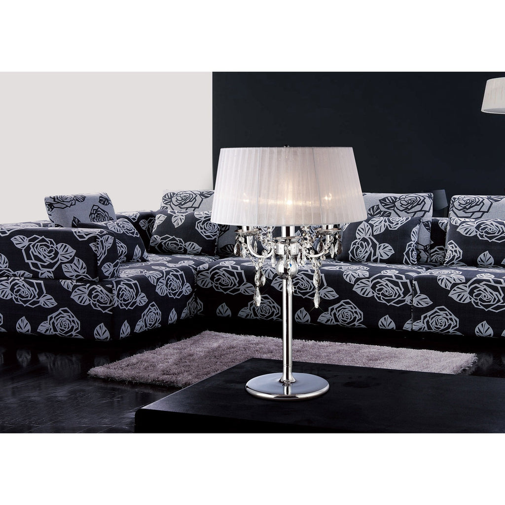 IL30062WH Olivia Chrome Table Lamp with White Shade