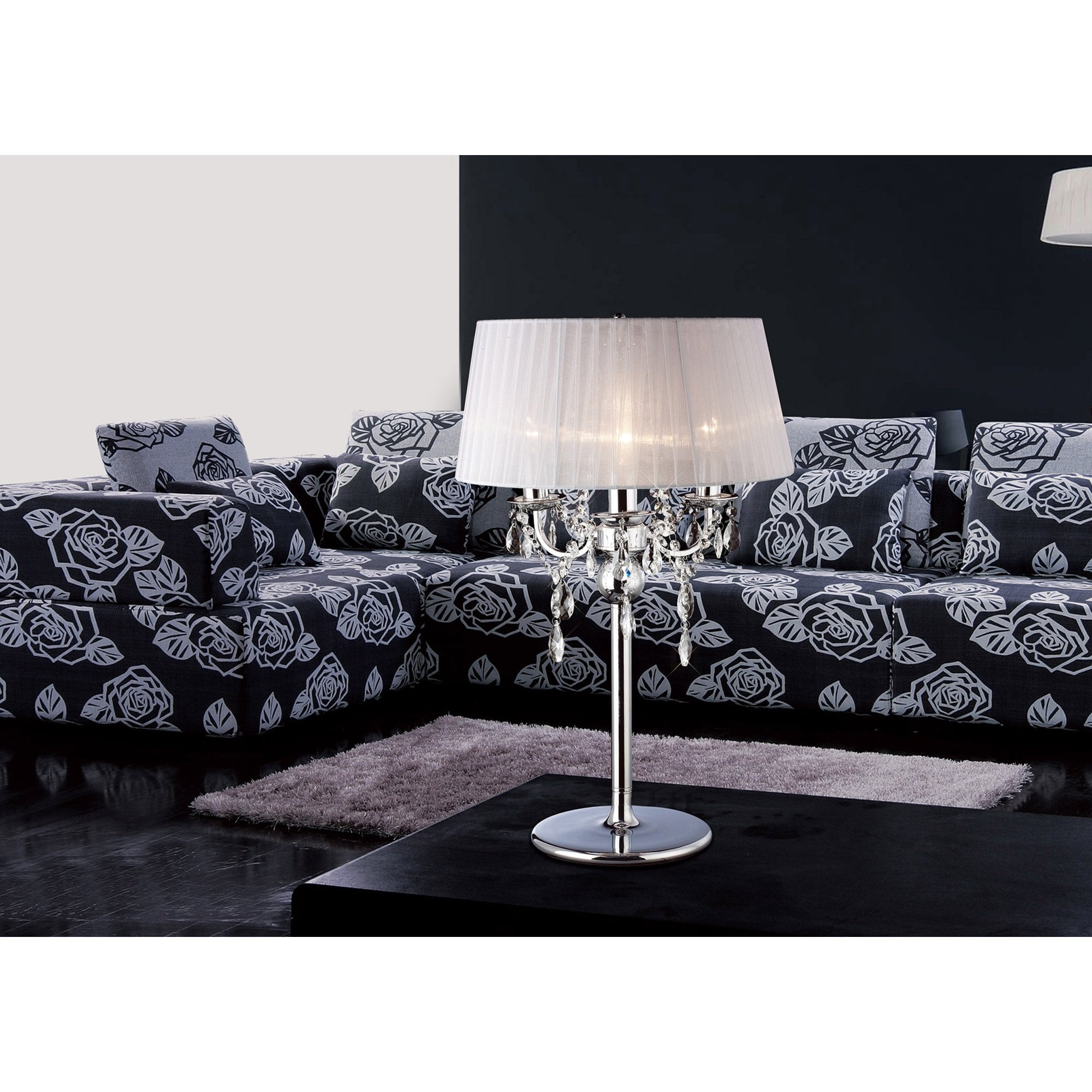 IL30062WH Olivia Chrome Table Lamp with White Shade