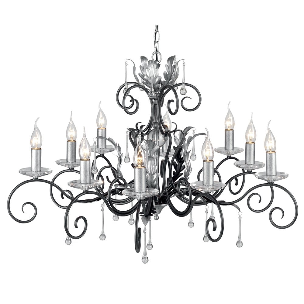 Amarilli 10 Light Ceiling Pendant Light In Black And Silver Finish