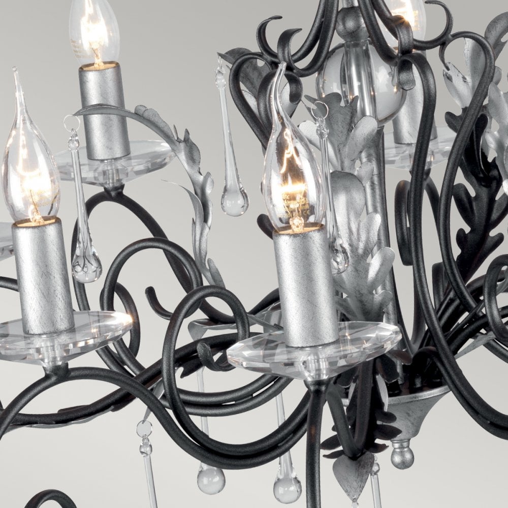Amarilli 10 Light Ceiling Pendant Light In Black And Silver Finish