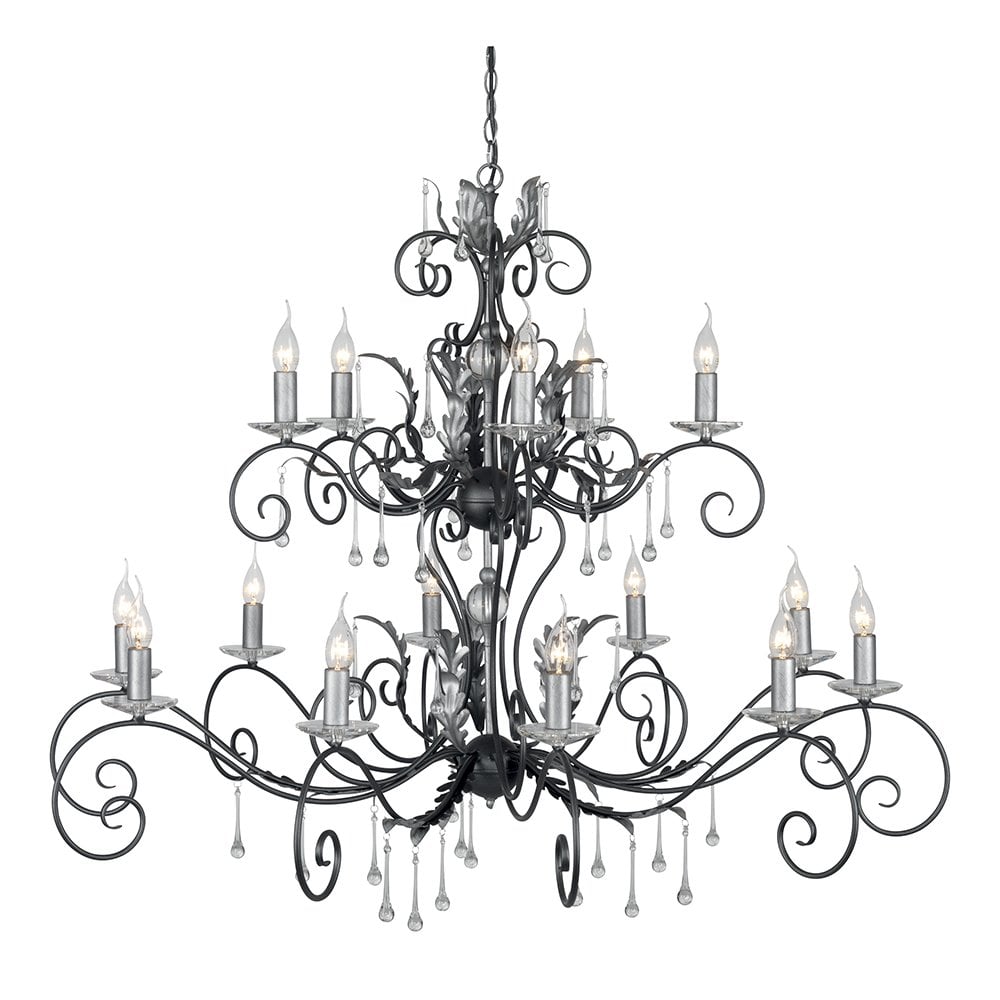 Amarilli 15 Light Ceiling Pendant Light In Black And Silver Finish