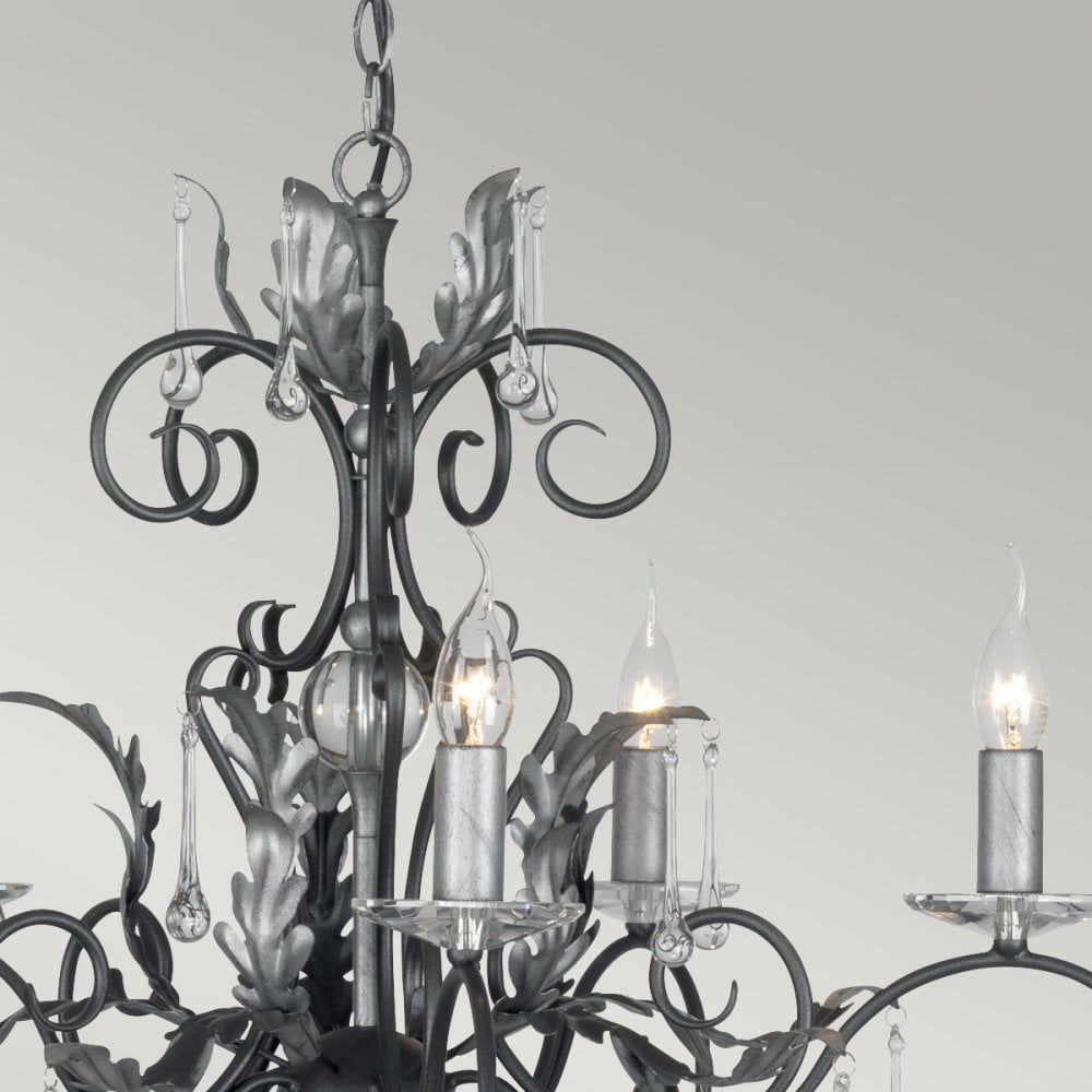 Amarilli 15 Light Ceiling Pendant Light In Black And Silver Finish