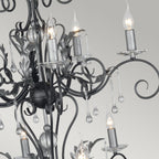 Amarilli 15 Light Ceiling Pendant Light In Black And Silver Finish