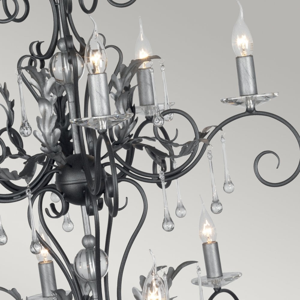 Amarilli 15 Light Ceiling Pendant Light In Black And Silver Finish