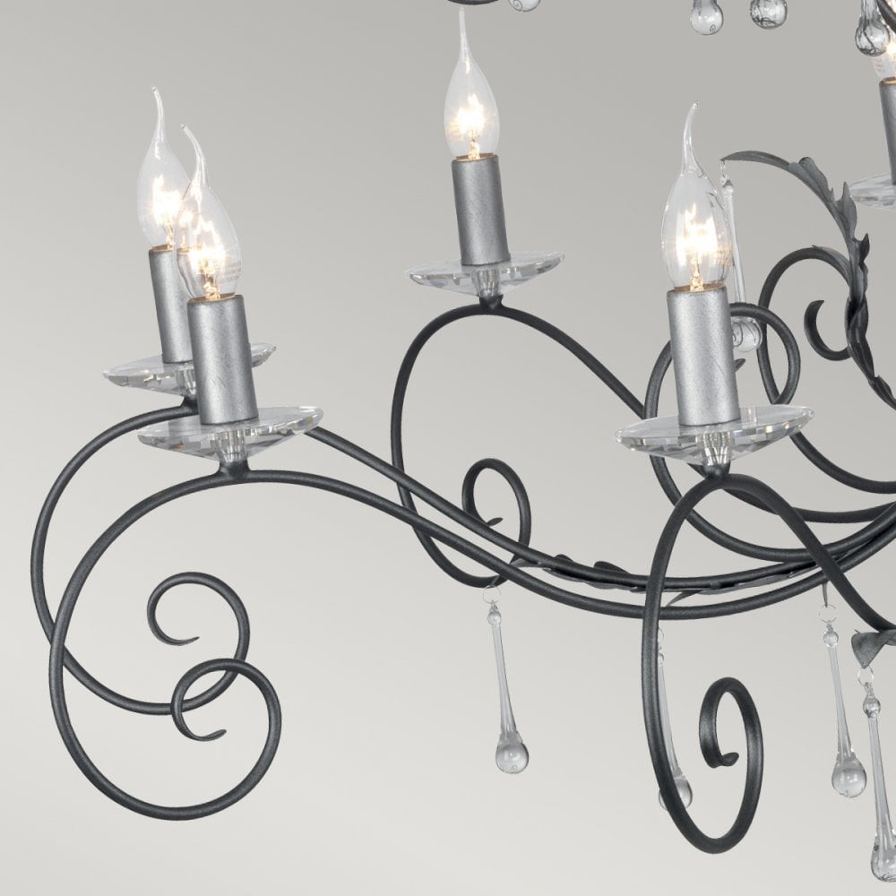 Amarilli 15 Light Ceiling Pendant Light In Black And Silver Finish