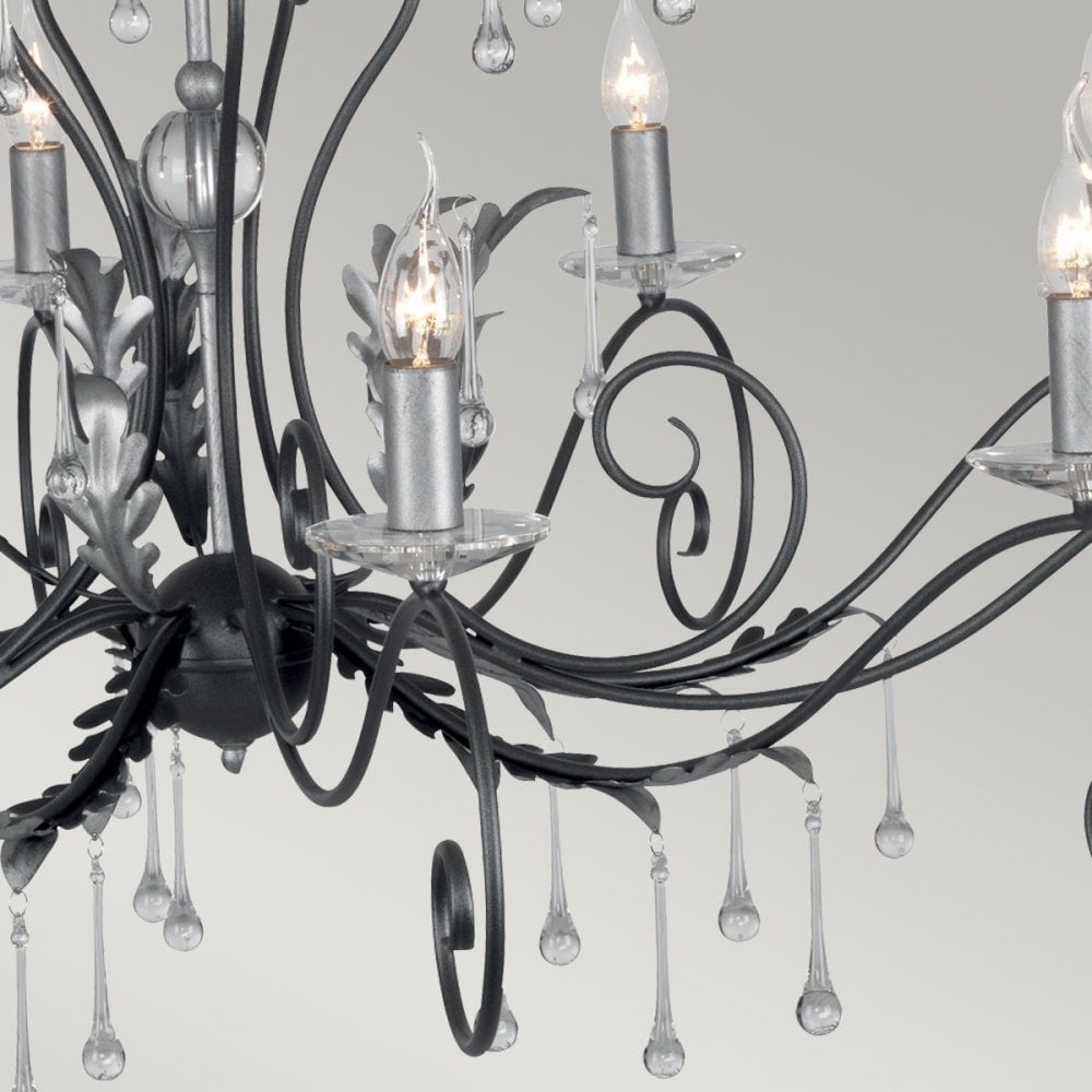 Amarilli 15 Light Ceiling Pendant Light In Black And Silver Finish