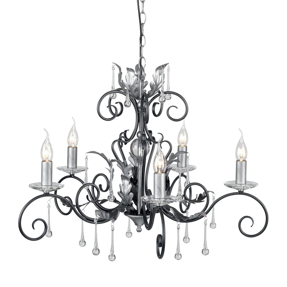 Amarilli 5 Light Ceiling Chandelier In Black And Silver Finish