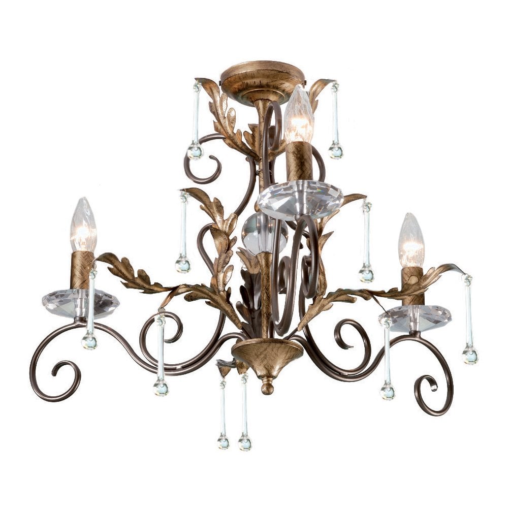 Amarilli Ceiling Pendant Light In Bronze Finish With Cut Glass Detail