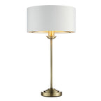 Highclere Single Table Lamp In Antique Brass With Vintage White Fabric Shade 104054