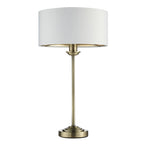 Highclere Single Table Lamp In Antique Brass With Vintage White Fabric Shade 104054