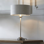 Highclere Single Table Lamp In Brushed Chrome With Natural Linen Shade 100646