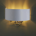 Highclere 2 Light Wall Light In Antique Brass Finish With Vintage White Shade 98937