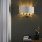 Highclere 2 Light Wall Light In Antique Brass Finish With Vintage White Shade 98937