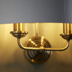 Highclere 2 Light Wall Light In Antique Brass Finish With Vintage White Shade 98937