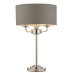 Highclere 3 Light Table Lamp In Bright Nickel Finish With Charcoal Shade 99149