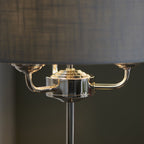 Highclere 3 Light Table Lamp In Bright Nickel Finish With Charcoal Shade 99149