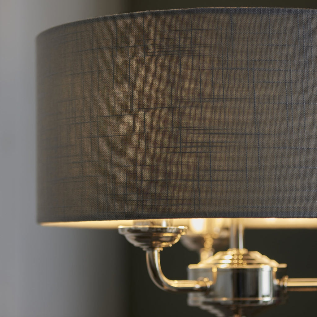 Highclere 3 Light Table Lamp In Bright Nickel Finish With Charcoal Shade 99149