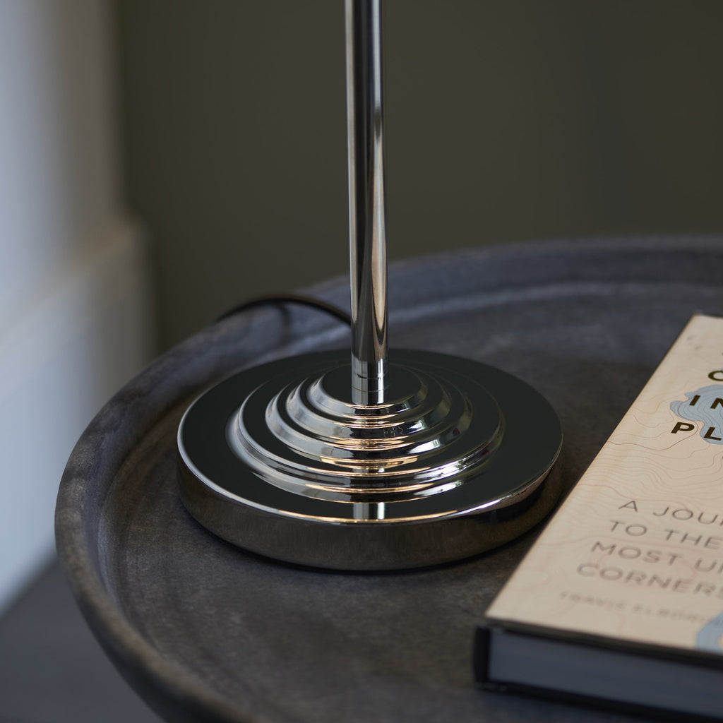 Highclere 3 Light Table Lamp In Bright Nickel Finish With Charcoal Shade 99149