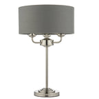 Highclere 3 Light Table Lamp In Bright Nickel Finish With Charcoal Shade 99149