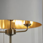 Highclere 3 Light Floor Lamp In Antique Brass Finish With Vintage White Fabric 98935