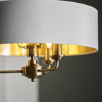 Highclere 3 Light Ceiling Pendant Light In Antique Brass Finish With Vintage White Shade 98934