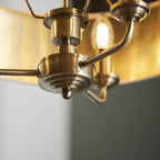 Highclere 3 Light Ceiling Pendant Light In Antique Brass Finish With Vintage White Shade 98934