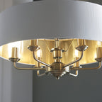 Highclere 6 Light Ceiling Pendant Light In Antique Brass Finish With Vintage White Shade 98933