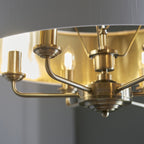 Highclere 6 Light Ceiling Pendant Light In Antique Brass Finish With Vintage White Shade 98933