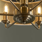Highclere 6 Light Ceiling Pendant Light In Antique Brass Finish With Vintage White Shade 98933