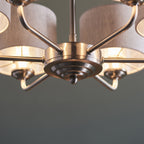 Highclere 6 Light Ceiling Pendant Light In Brushed Chrome With Natural Linen Shades 99151