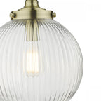 Tamara Single Ceiling Pendant Light In Antique Brass With Ribbed Glass TAM0175