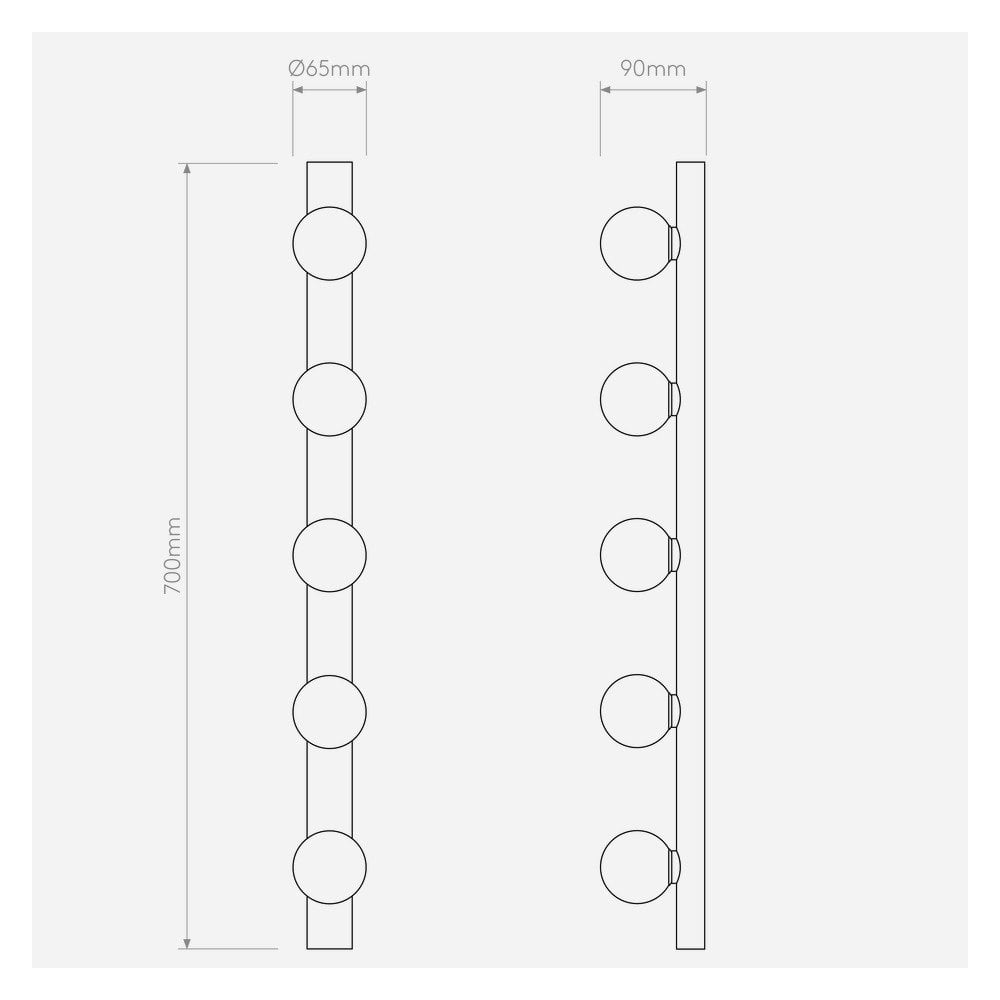 Cabaret 5 Bathroom Wall Light In Polished Chrome Finish IP44 1087003