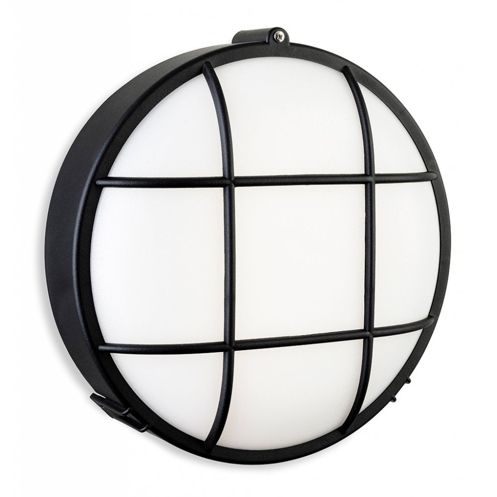 Lewis Resin LED Round Bulkhead In Black Finish With White Diffuser 3846BK