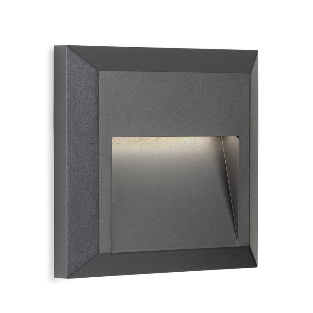 Enzo LED Resin Square Wall & Step Light In Graphite Finish 3838GP