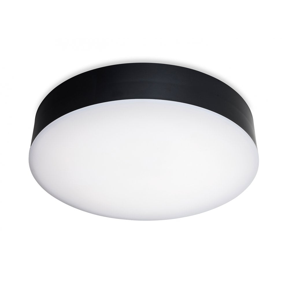 Glaze LED Resin Flush Ceiling Fitting In Black With White Diffuser 3842BK