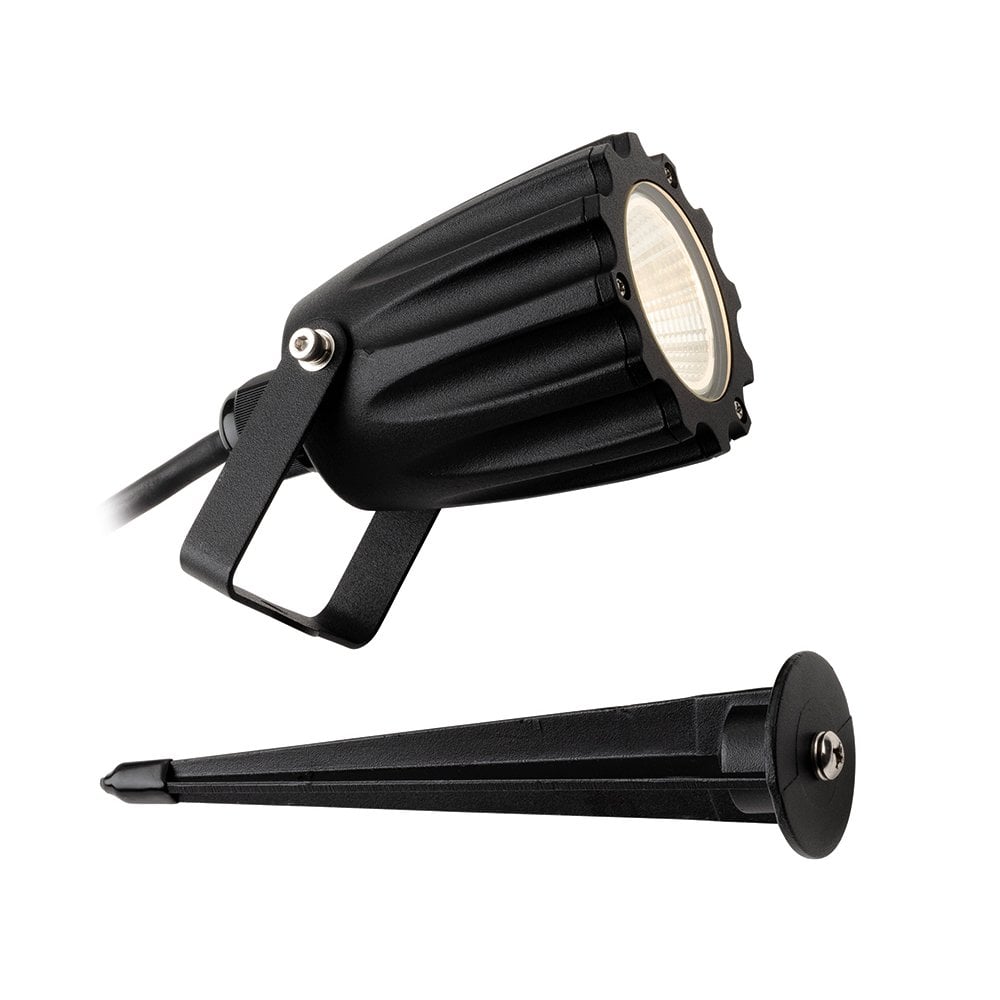 Marley LED Exterior Wall & Spike Spotlight In Black Finish 3857BK