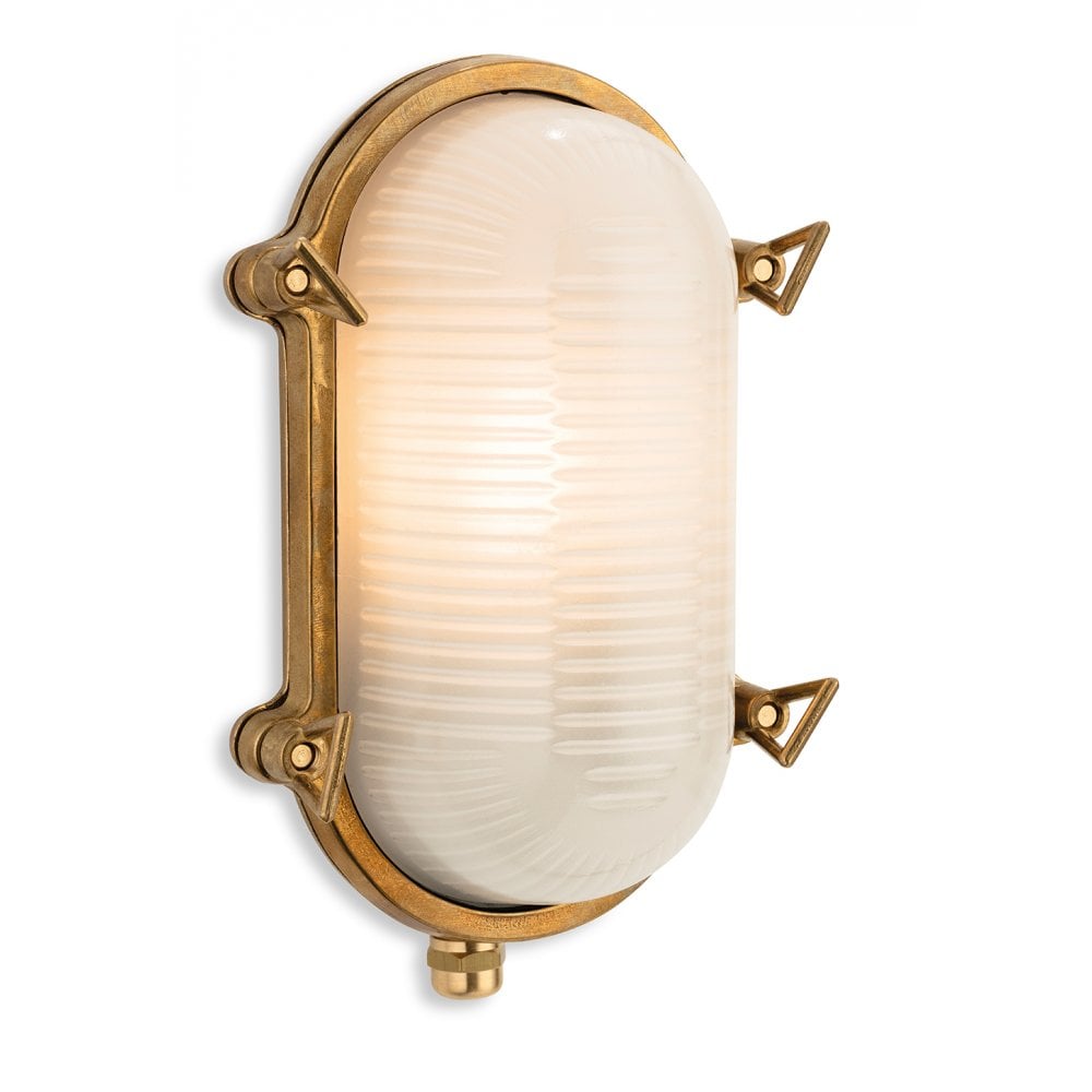 Nautic Exterior Bulkhead Wall Light In Brass with Frosted Glass IP64 3848BR