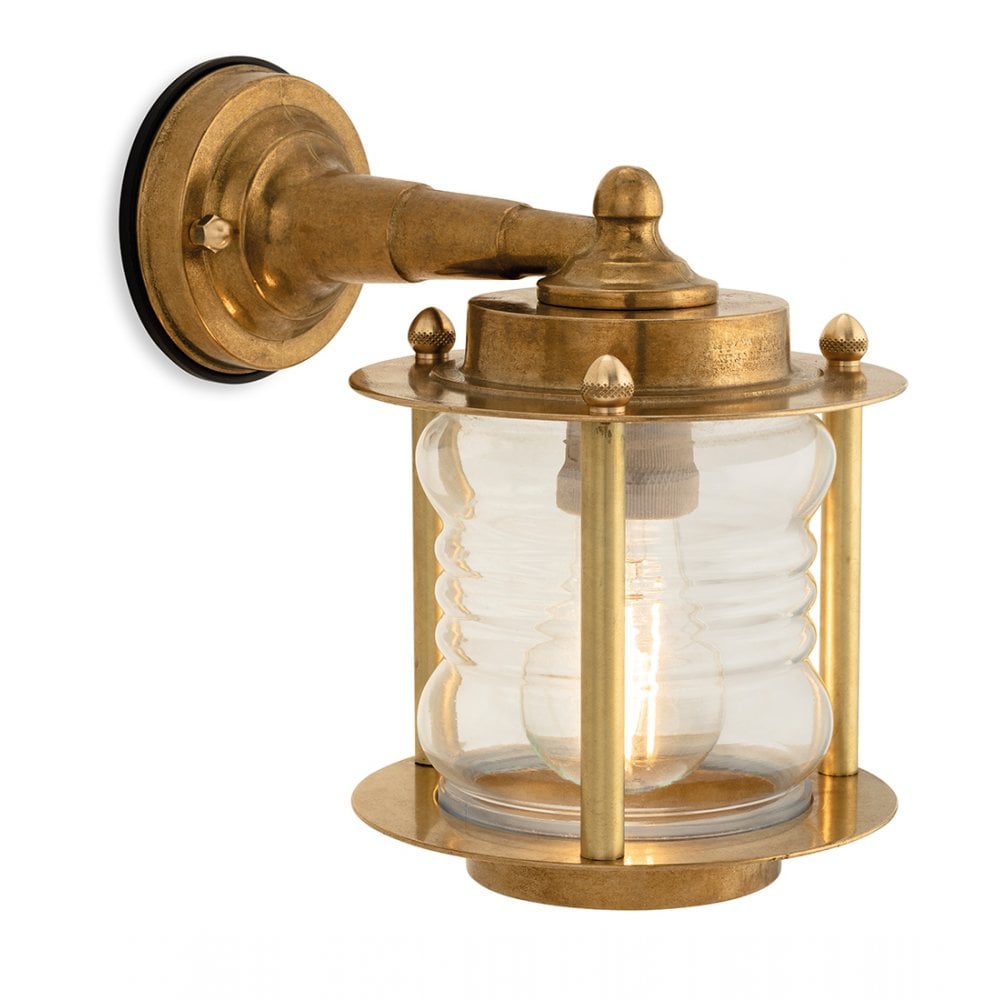 Nautic Exterior Wall Light In Solid Brass with Clear Glass IP23 3851BR