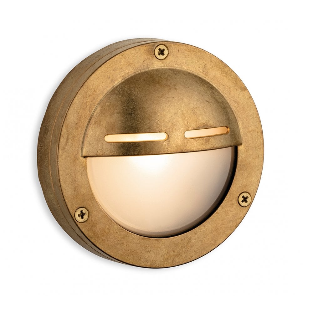 Nautic Exterior Bulkhead In Solid Brass With Frosted Glass IP64 3853BR