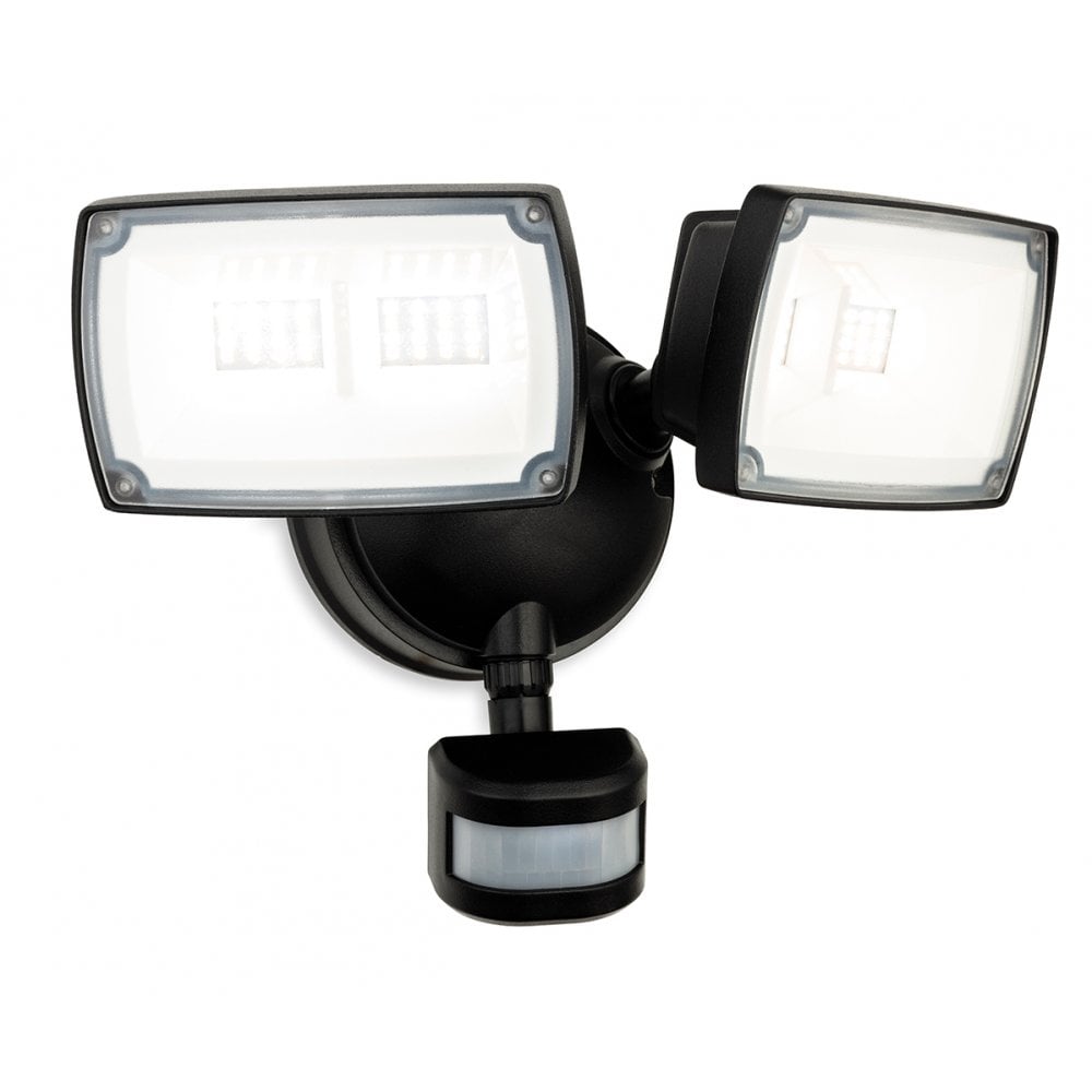 Reflex LED Security Twin Wall Light With PIR In Black Finish 3868BK