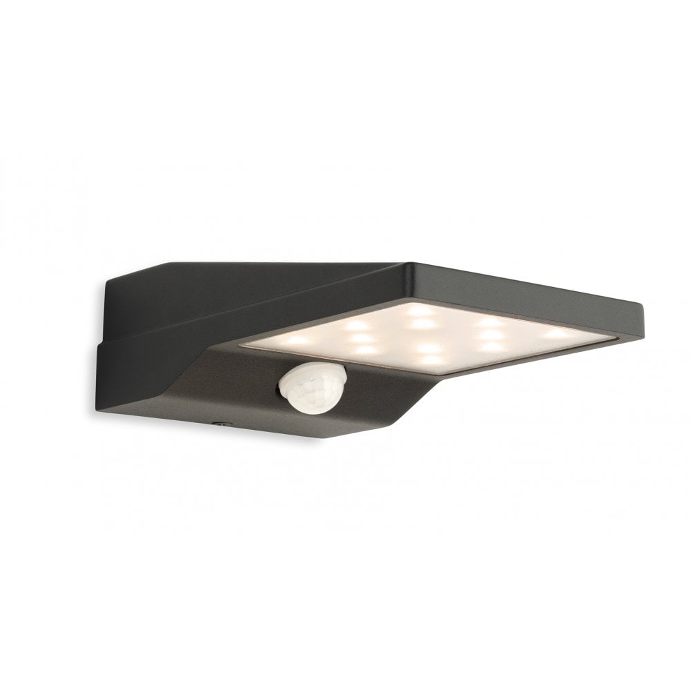 Cyrus Modern LED Solar Wall Light With PIR In Graphite Finish 3862GP