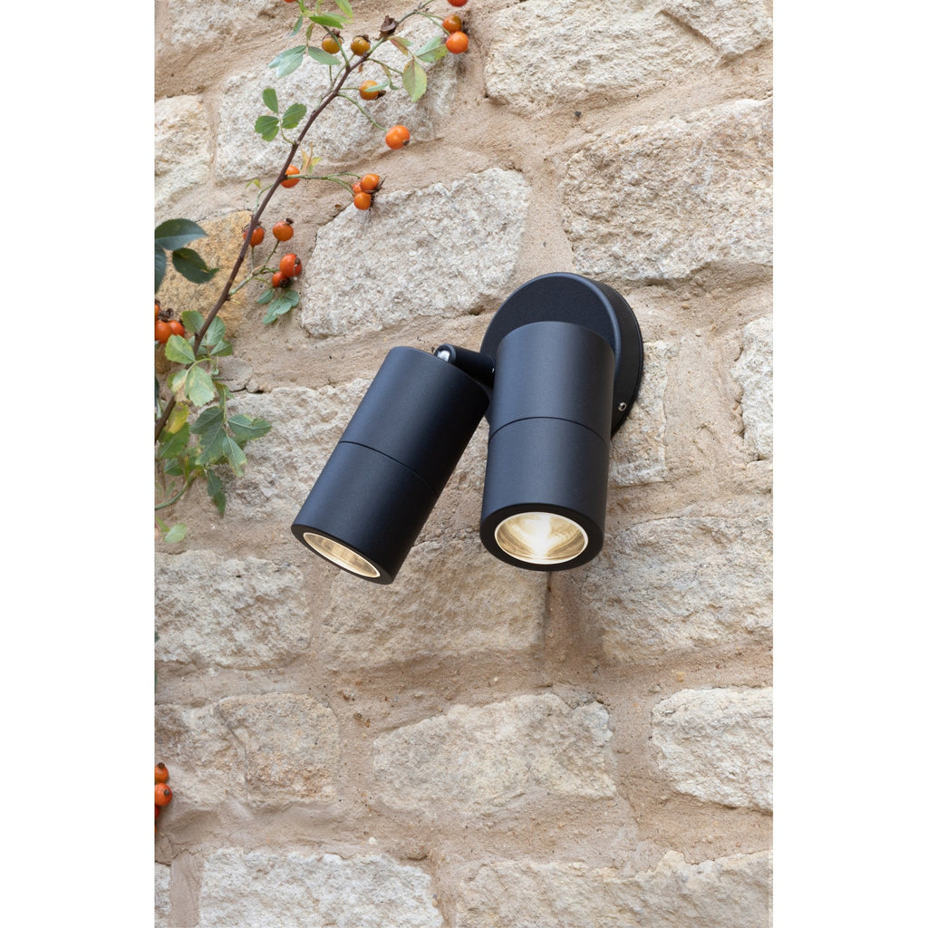Ortega Twin Outdoor Wall Light In Black Finish IP65 ORT0922
