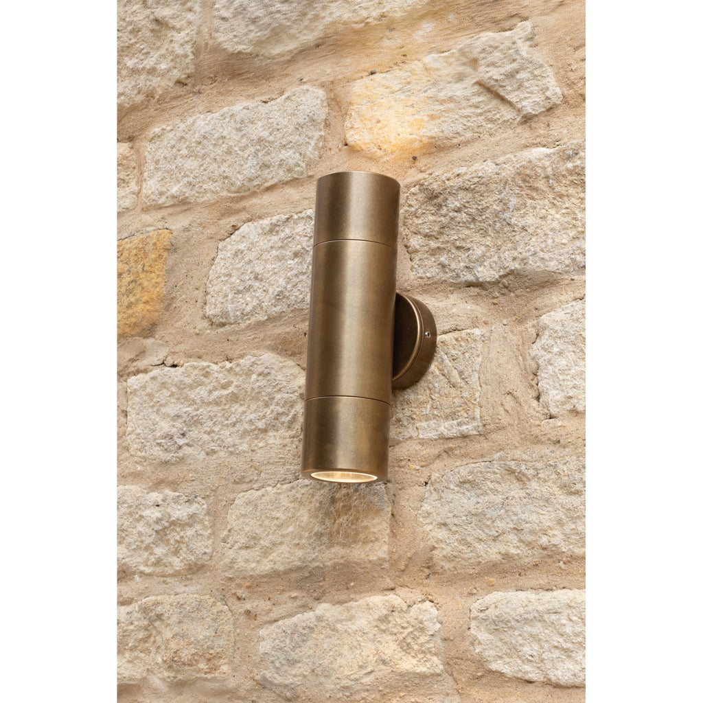 Ortega Outdoor Up And Down Wall Light In Brass Finish IP65 ORT3275