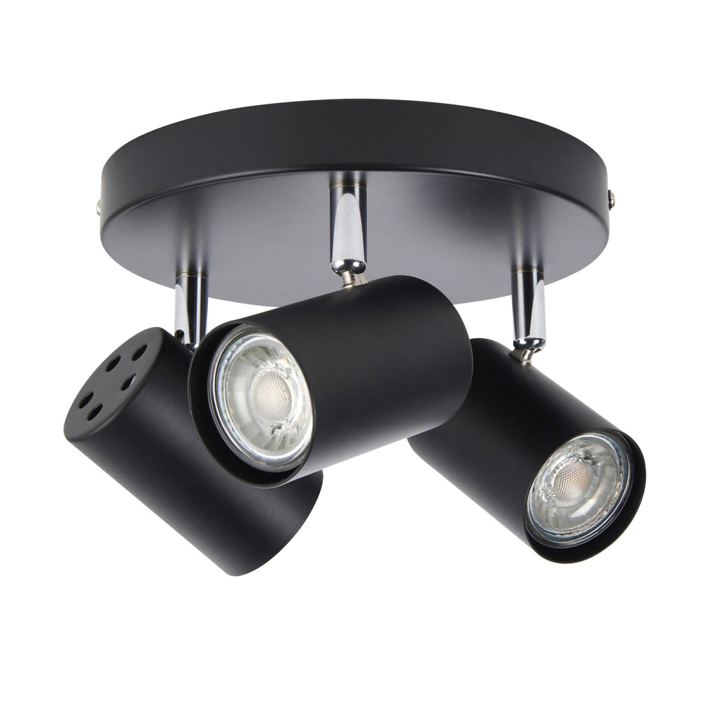 Arezzo 3 Light Ceiling Plate Spotlight In Matt Black Finish 101334