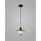 Cognac Tiffany Small Ceiling Pendant Kit With Cream And Amber Glass With Crystals 30 cm