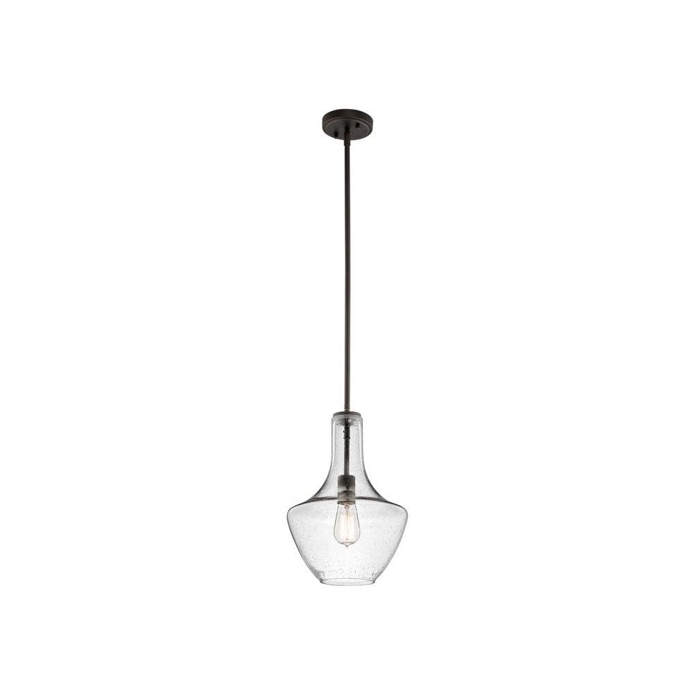 Everly Small Ceiling Pendant Light In Olde Bronze With Glass Shade KL/EVERLY/P/S OB