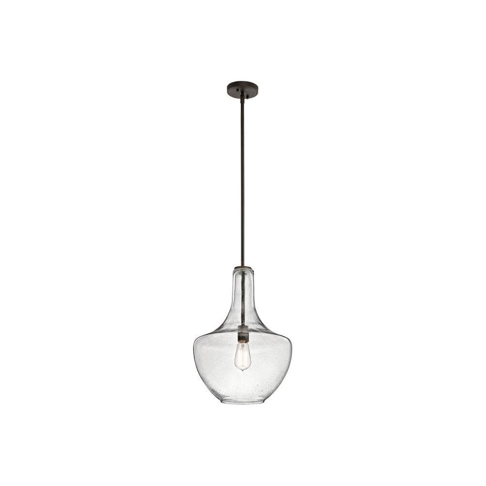 Everly Medium Ceiling Pendant Light In Olde Bronze With Glass Shade KL/EVERLY/P/M OB